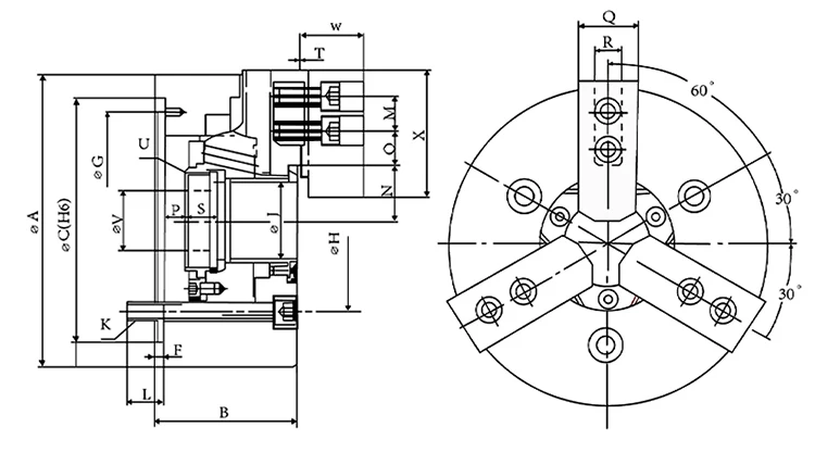 Cnc Chuck 8-inch Big Hole Lathe Chuck Hydraulic Outer Diameter 210mm Through-hole Diameter 3 Jaw Hydraulic Power Chuck