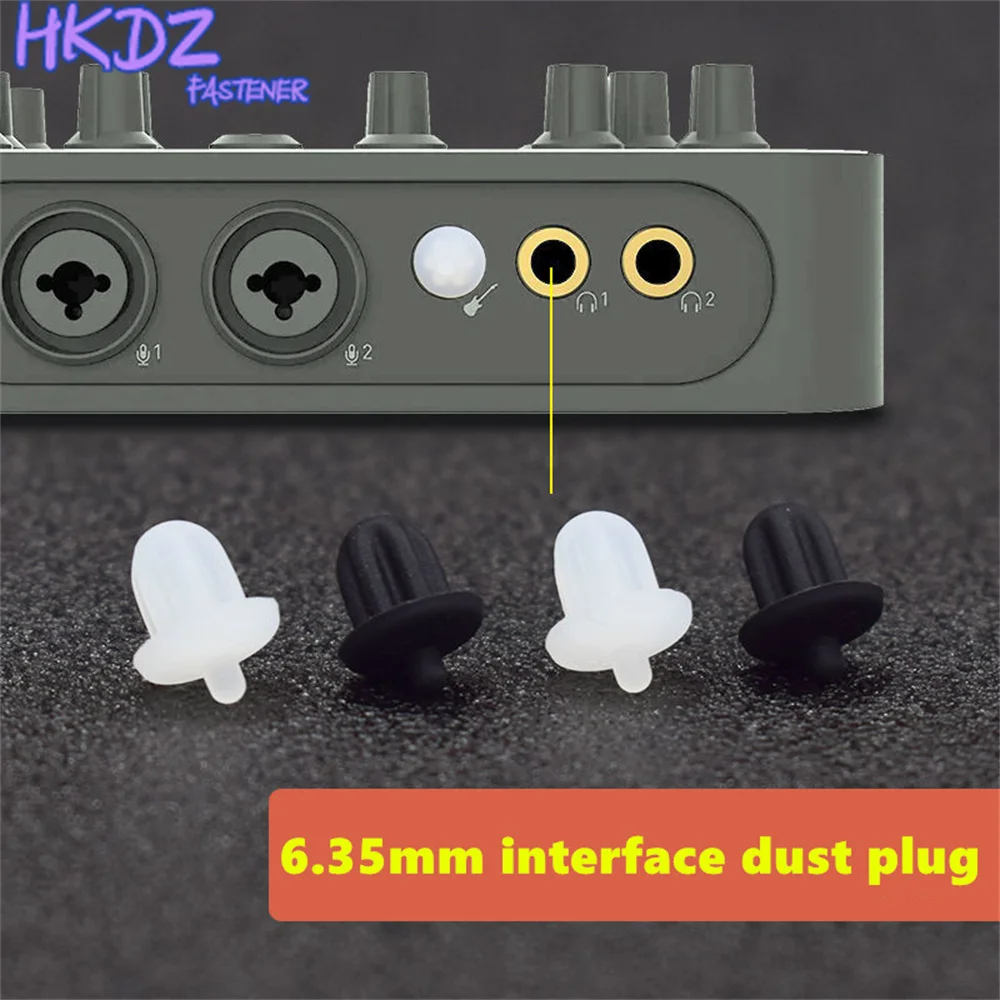 Silicone Rubber Anti Dust Plugs Interface Dustproof Cover Black Rubber 6.35mm Audio Jack PC DVD Microphone Socket Dust Cover