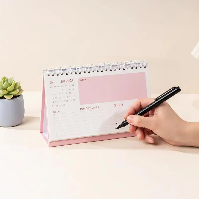 2027 Ins-Style Simple Desktop Calendar - Creative Fresh Planner & Habit Check-In Ornament for Office, School & Desk Decor