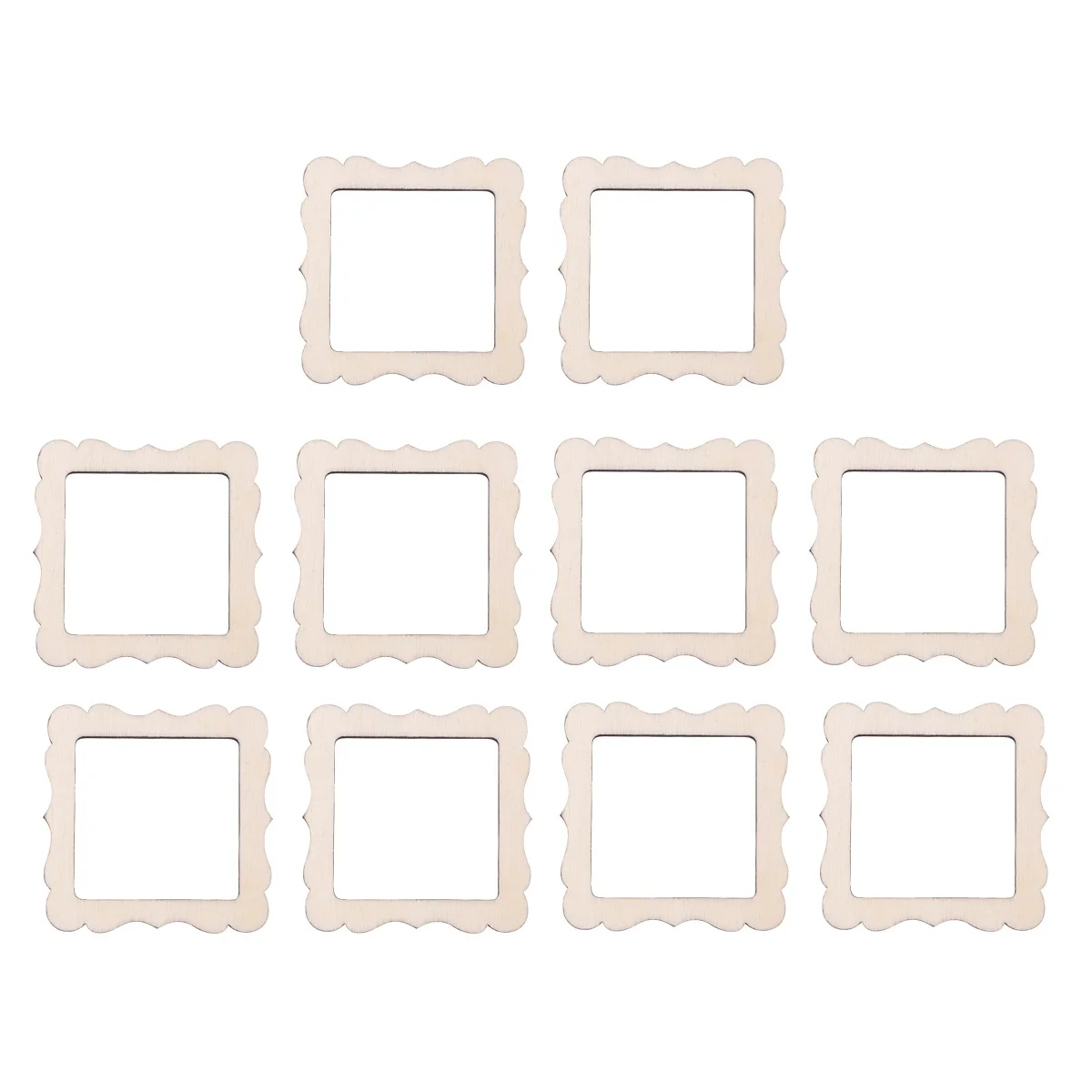 

10 Pcs Wooden Photo Frame Accessories Crafts Diy Ornaments Shape Square for Art