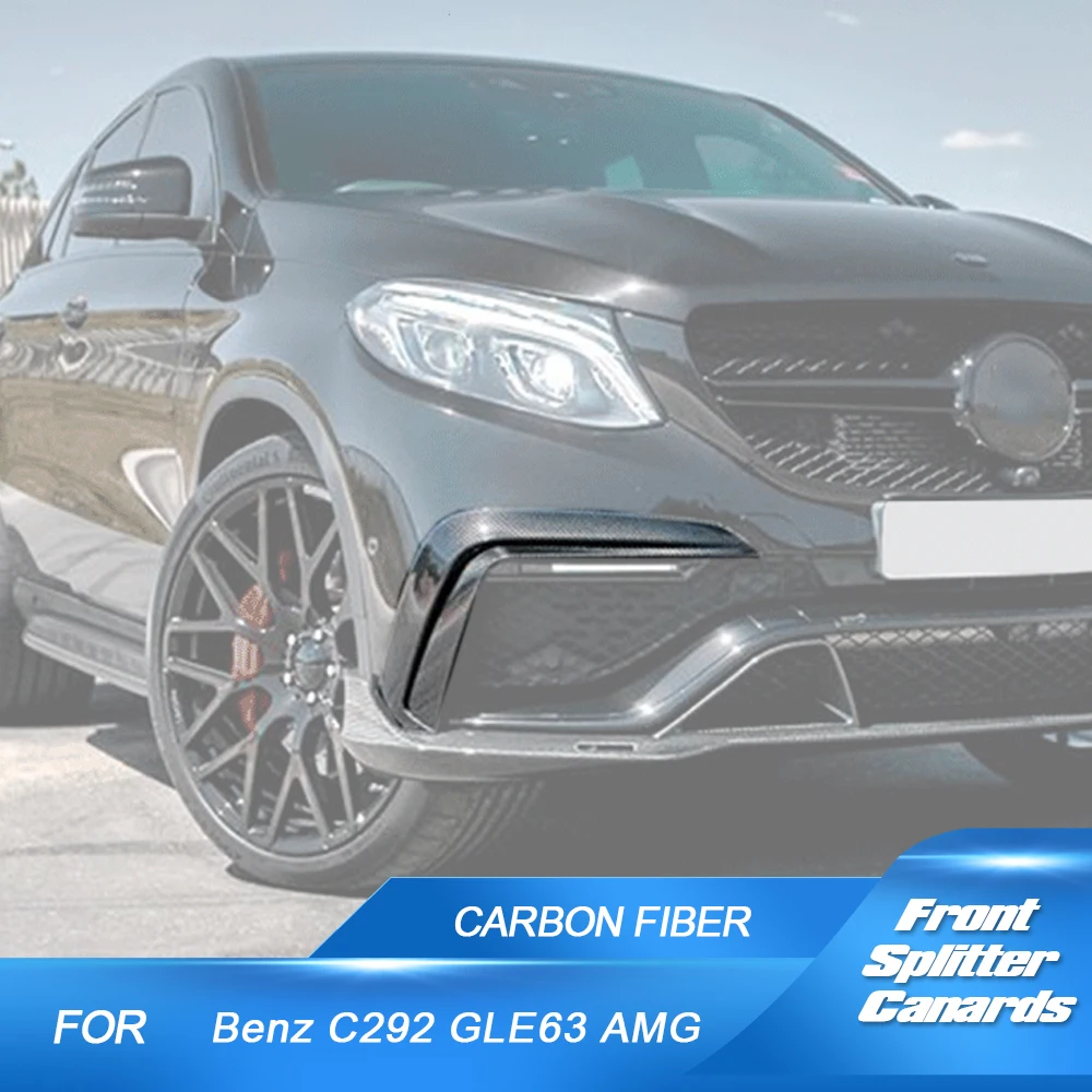 Car Front Bumper Splitters Fins Carbon Fiber Canards For Mercedes-Benz GLE Class C292 GLE63 AMG 2015 - 2018 Carbon Fog Canards