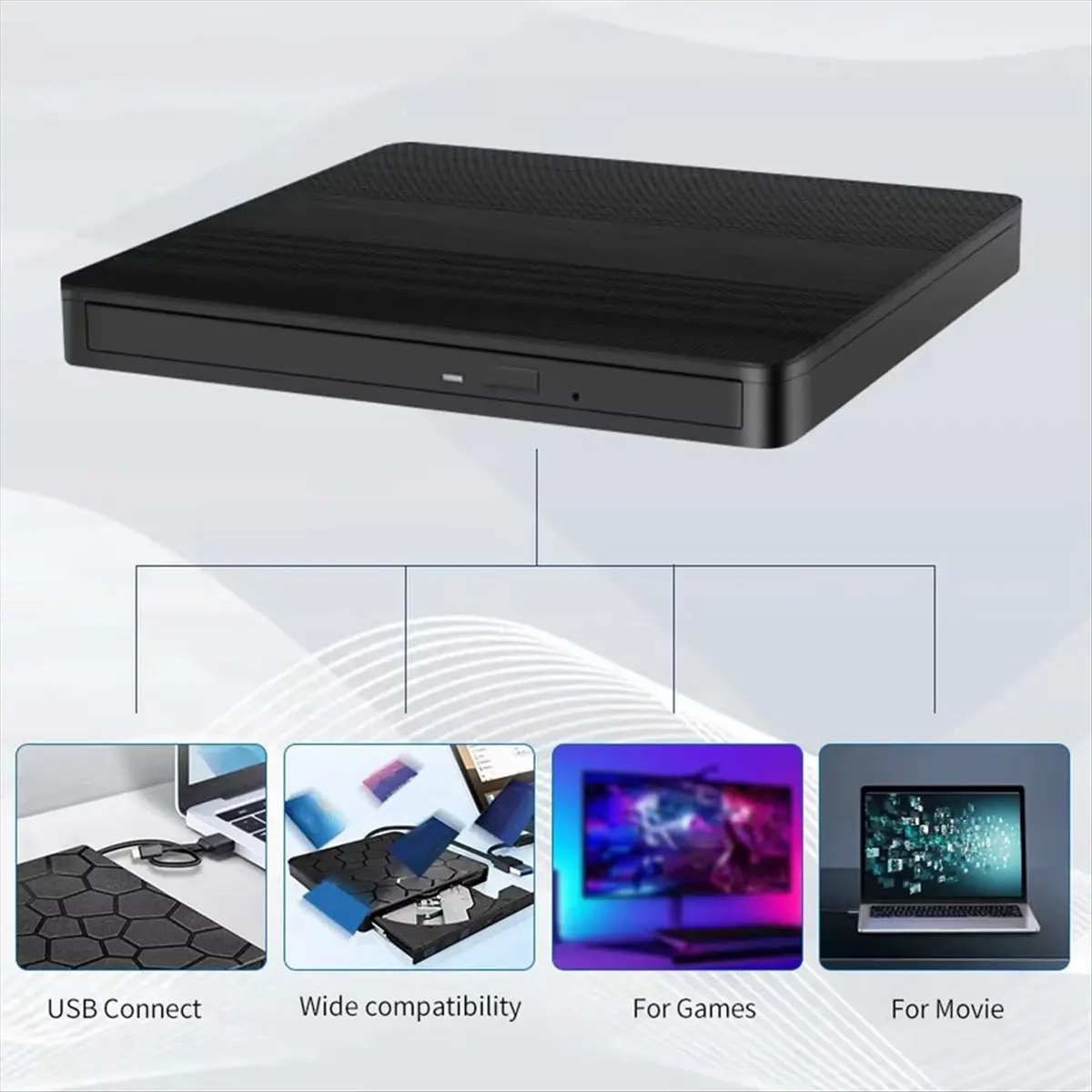 Lector de CD DVD externo USB3.0 superior, lector de grabadora de unidad de CD/DVD, disco duro óptico externo tipo C para PC, portátil y de escritorio