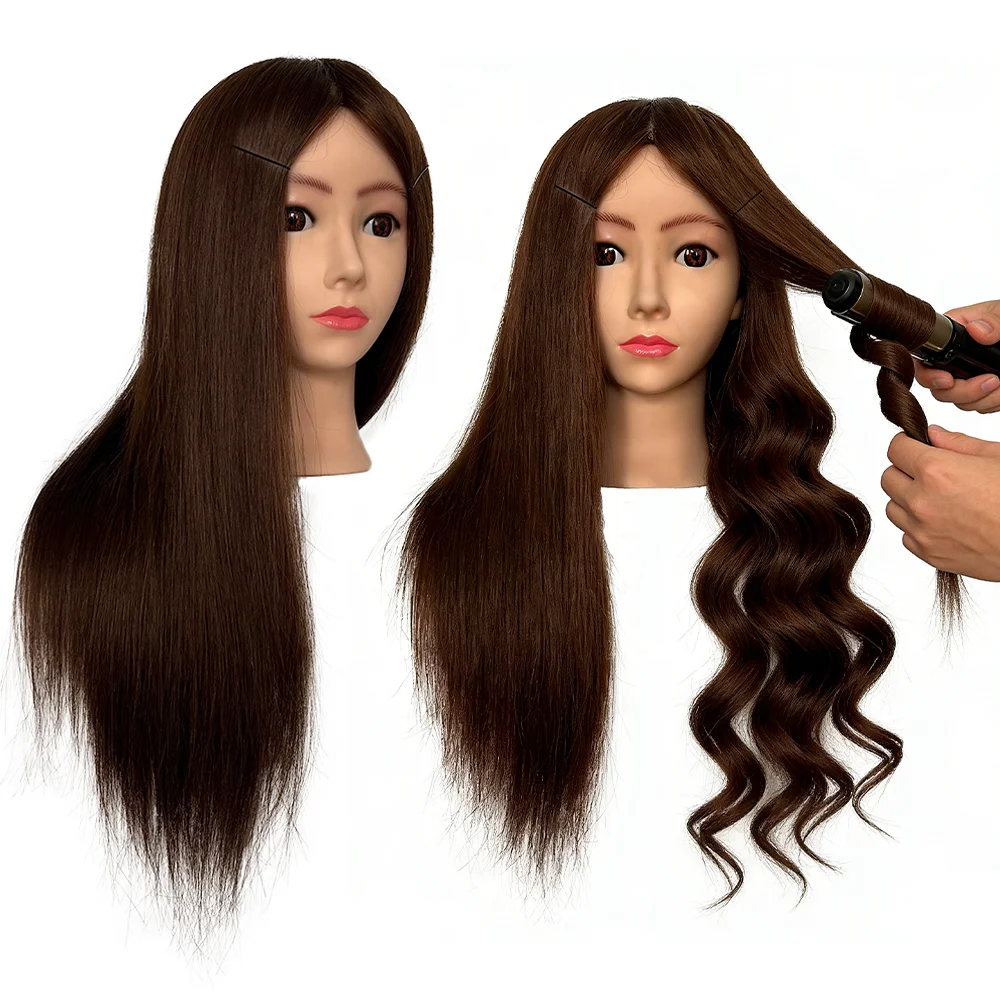 Mannequin Head 20 Inch 95% Real Human Hair, Cosmetology Manikin Doll Head for Hair Styling, Braiding, Training Practice