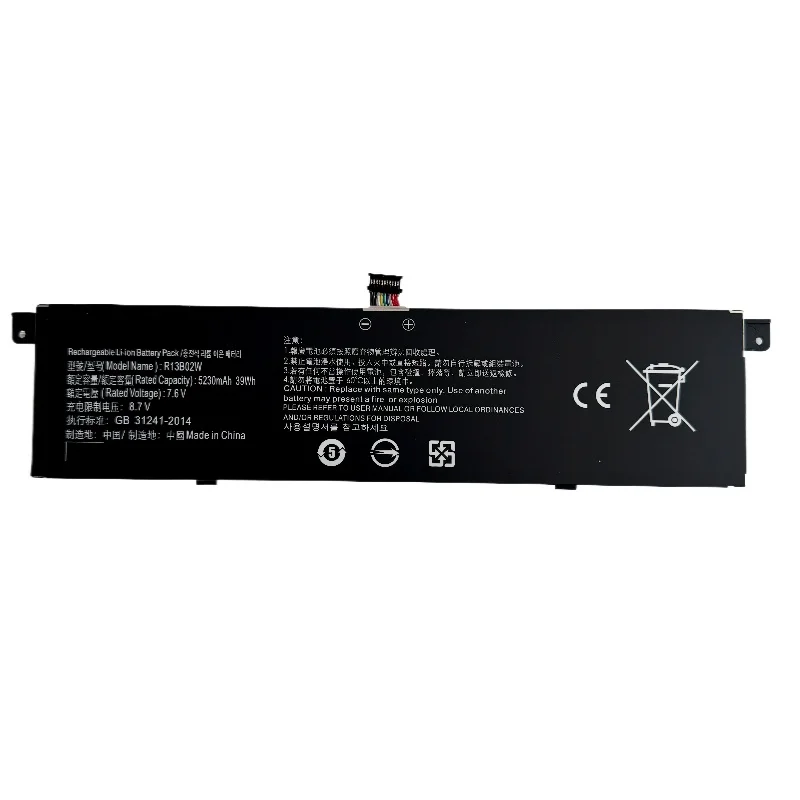 R13B01W 7.6V 39Wh 4400/5230mAh Li-polymer Rechargeable Battery for XIAOMI Air13 161301-01 R13B02W High Quality Laptop Battery