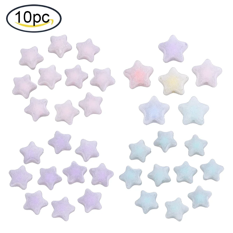 10PCS Flocky Acrylic Beads Bead in Bead Star/Candy/Heart/Flower Mixed Color 15x16x9mm Hole: 2mm
