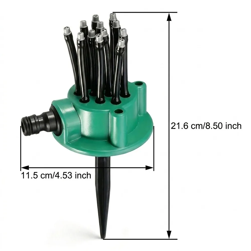 360 Degree Automatic Garden Sprinkler With 12 Adjustable Nozzles For Lawn Watering Irrigation System For Yard Grass Plants