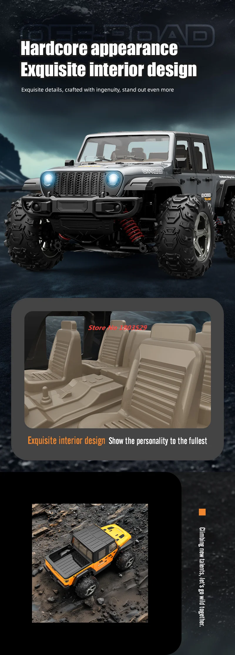 High Speed 1:20 Full Scale Simulation Off Load Climbing Toy RC Car Model Drift 4WD 2.4G Remote Control Off-Road Vehicle Boy Gift