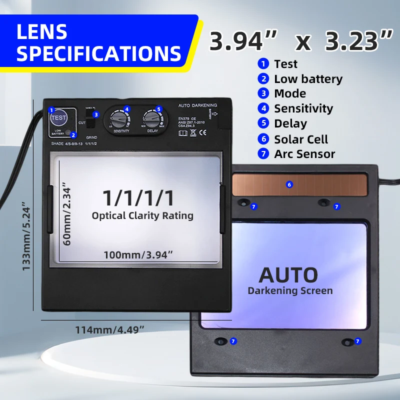 New Dual Liq Eara 4 Arc Sensor DIN5-DIN13 Solar Auto Darkening TIG MIG Grinding True Color Welding Mask/Welder Cap