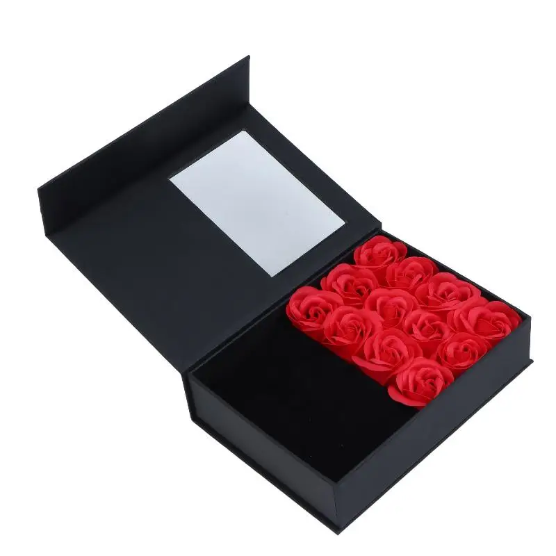 12 Rosen Seifenblumen Schmuck Geschenkbox mit Geschenktüte Valentinstag Geschenkbox für Halsketten Ohrringe Ringe Verpackungsbox – Detail 7