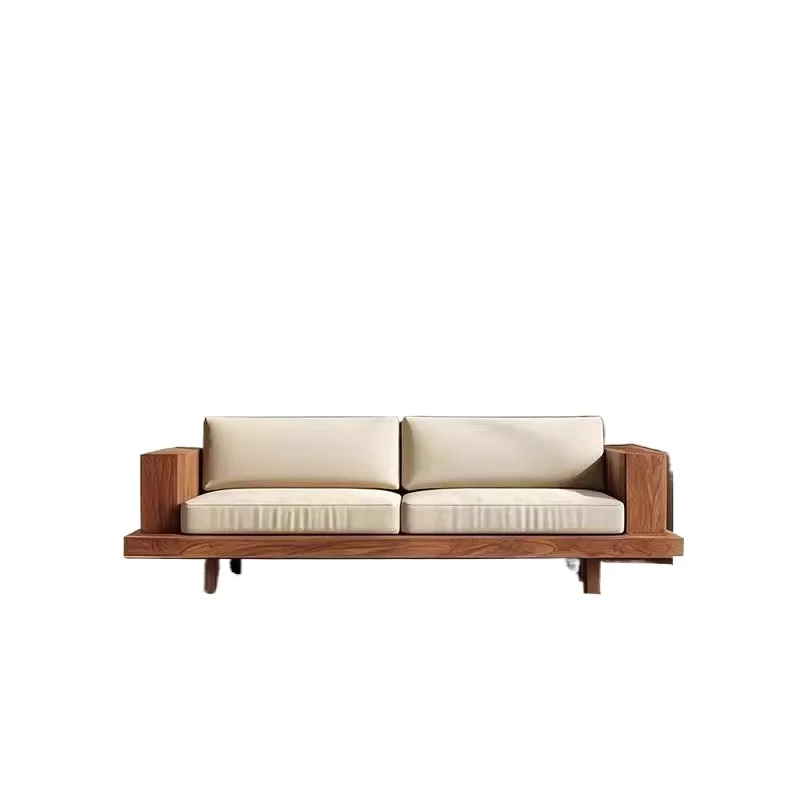 Medieval style living room solid wood sofa small apartment household creativity, simple leisure removable and washable bed