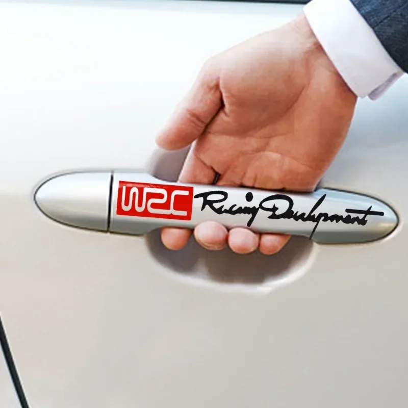 4pcs Door Handle Wrist Stickers Wrist Personalized Modification Racing Development WRC Car Decal Exterior Accessory Decoration