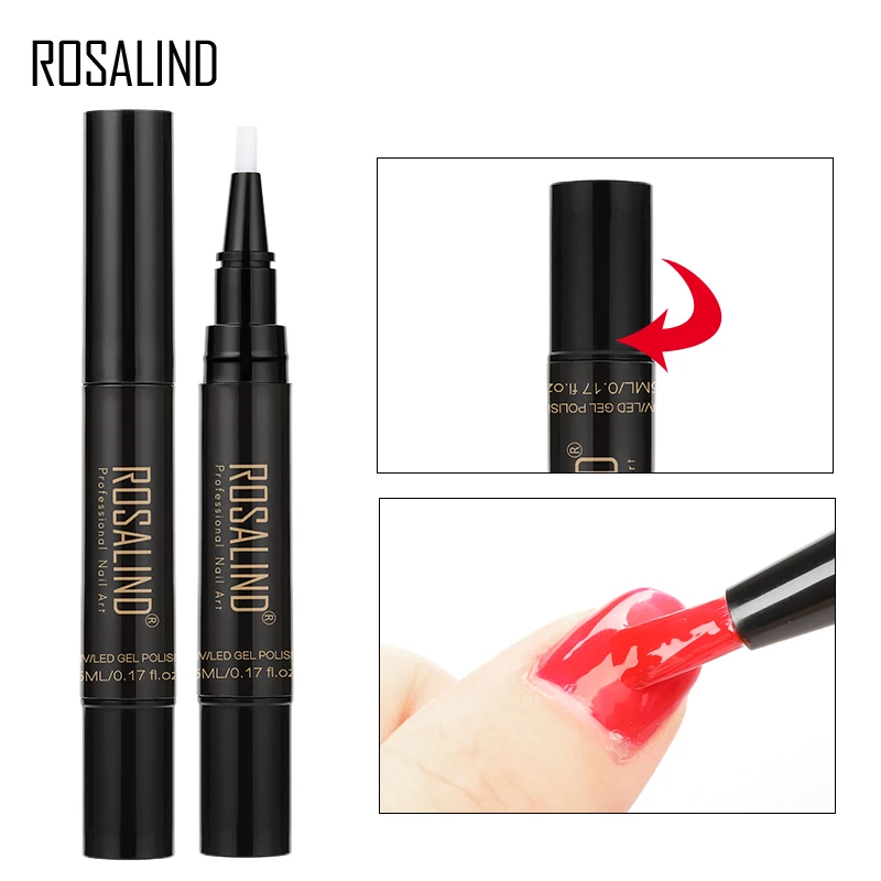 Rosalind ปากกาทาเล็บ5มล. เจลแลคเกอร์สีบริสุทธิ์น้ำยาเคลือบเงากึ่งน้ำยาทาเล็บไฮบริดแบบผสมผสานยาเคลือบเล็บ