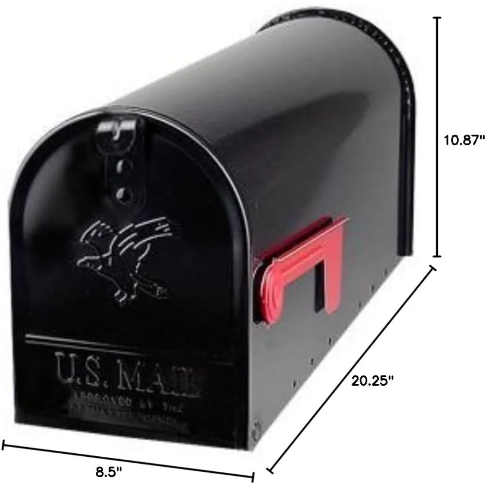 Gibraltar Mailboxes Elite Galvanized Steel Post Mounted Black Mailbox 10-1/2 in. H x 8-1/2 in. W x 22-1/4 in. L