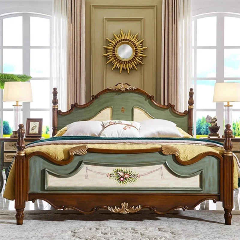 Wooden Master Bedroom Set Nature Style Floor Sleeping Bedroom Set Modular Double Leather Letti E Mobili Nordic Furniture