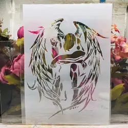 Plantillas de capas de cómic de alas de Ángel dormilón, pintura de pared, álbum de recortes, coloración, relieve, plantilla decorativa, A4, 29x21cm