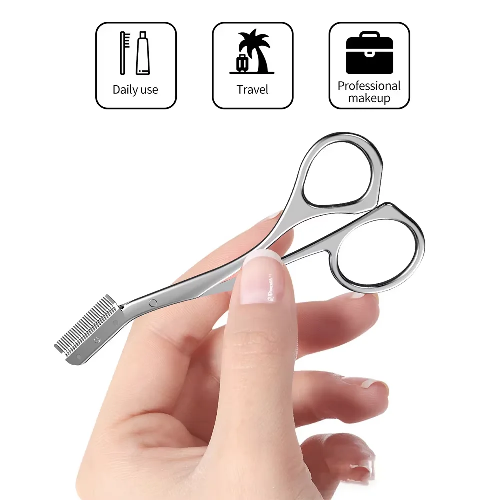 Juego de tijeras y peines para recortar cejas de acero inoxidable, herramienta de aseo de precisión para hombres y mujeres, depilación sin esfuerzo