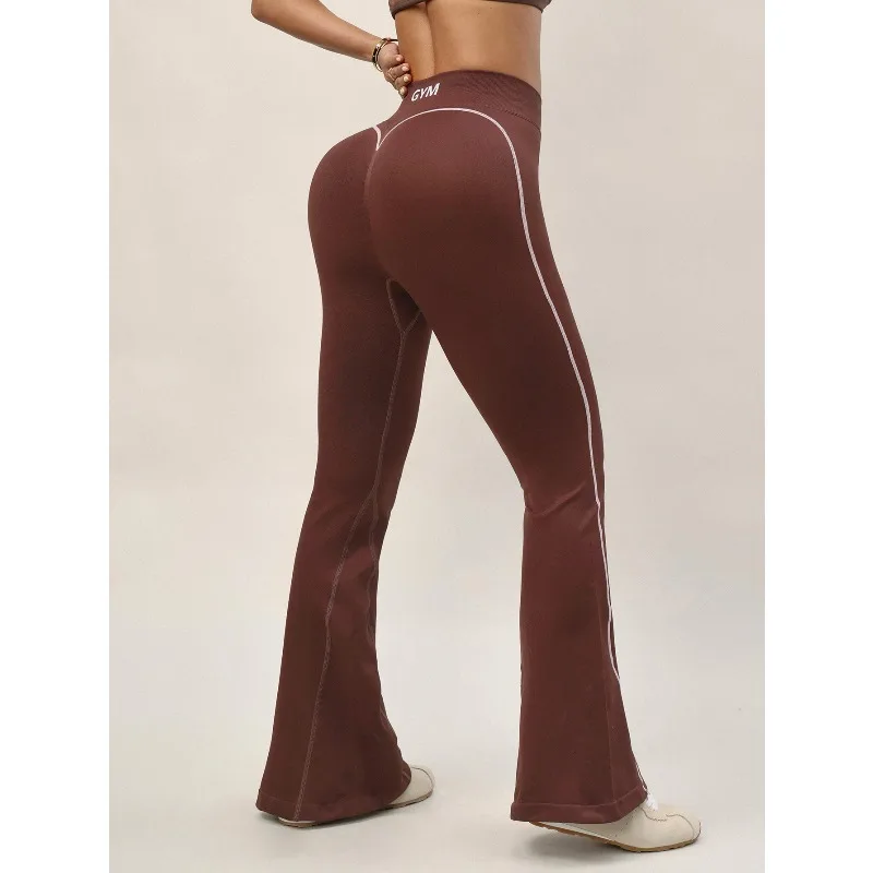 Legginsy sportowe z wysokim stanem damskie z napisem, rozszerzane spodnie do fitnessu, biegania, treningu, wysoce elastyczne rajstopy, seksowne legginsy do jogi podnoszące pośladki.