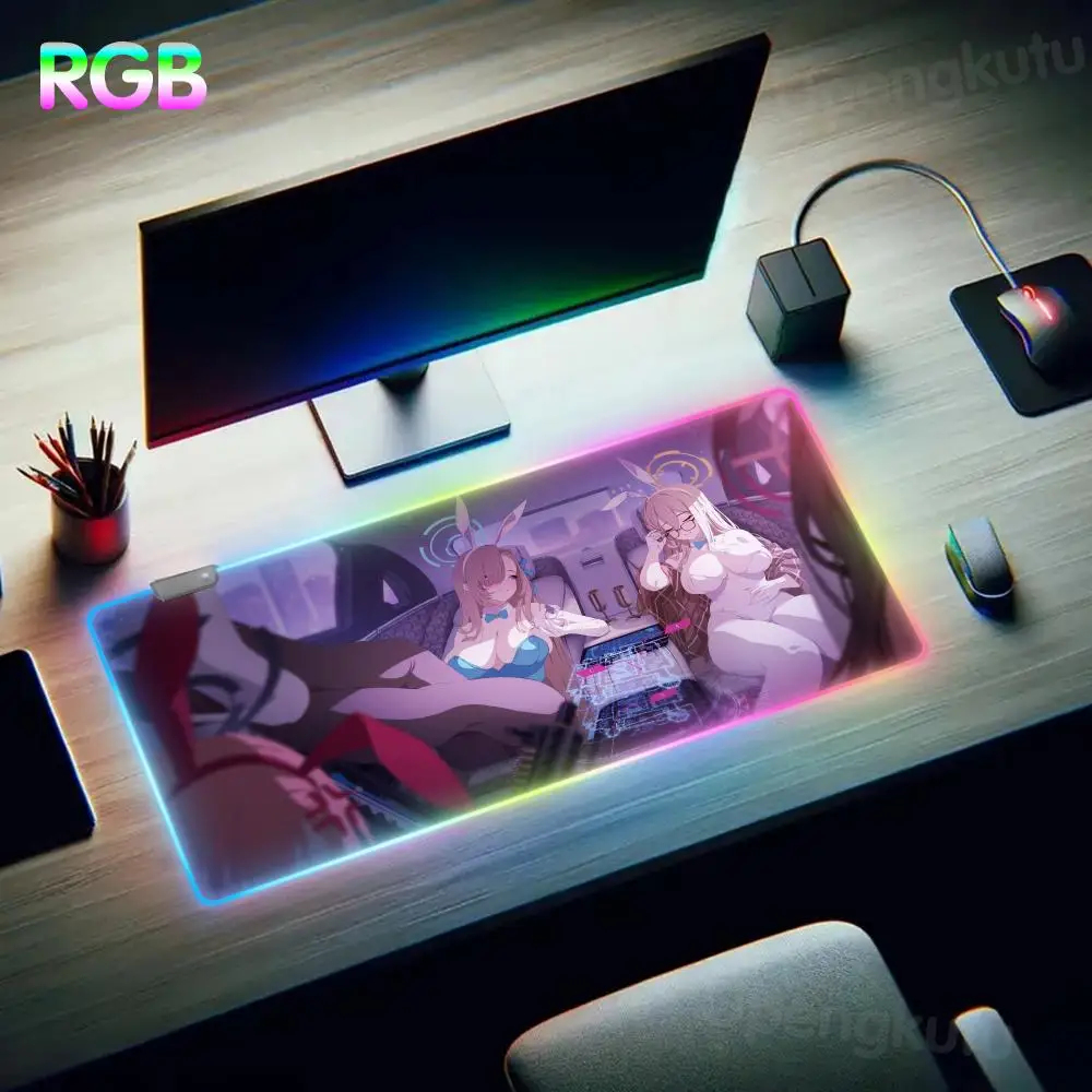 

B_blue A_archive Asuna Creative Mouse Pad Mouse Pad RGB Mouse Pad LED Offices Accessories Large Gamer E-sports Luminous Desk Mat