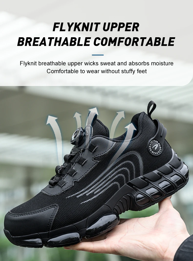 Rotierende Knopf Sicherheitsschuhe Männer Stahlkappe Sneaker Air Kissen Arbeit Mann Pannensichere Arbeitssicherheit Industrielle Schutzschuhe – Detail 16