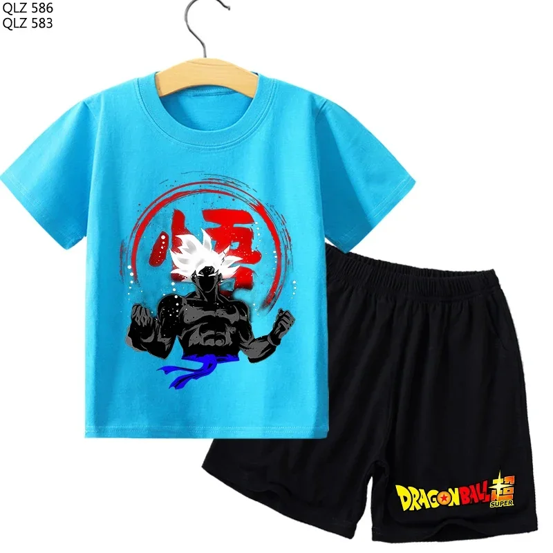 Детская футболка Dragon Ball, шорты, костюм для мальчиков и девочек, летняя одежда, спортивный костюм, футболки с принтом аниме, детские пижамные комплекты, хит продаж