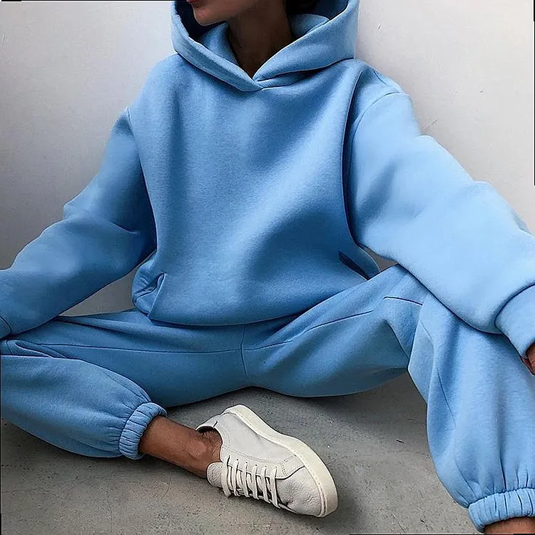Women's Hoodie Sets 2 Piece Casual Tracksuit Fleece Hooded Sweatshirt Jogger Pants Matching Set