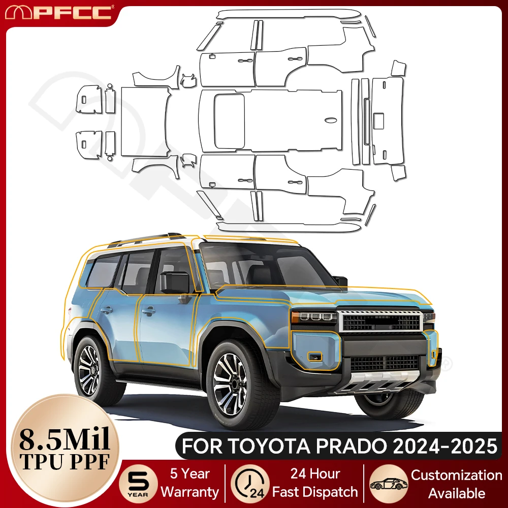 

For Toyota Prado 2024 2025 8.5Mil TPU Paint Protection Film Pre-cut PPF Bra Car Body Bumper Door Anti-scratch Resistant Kit