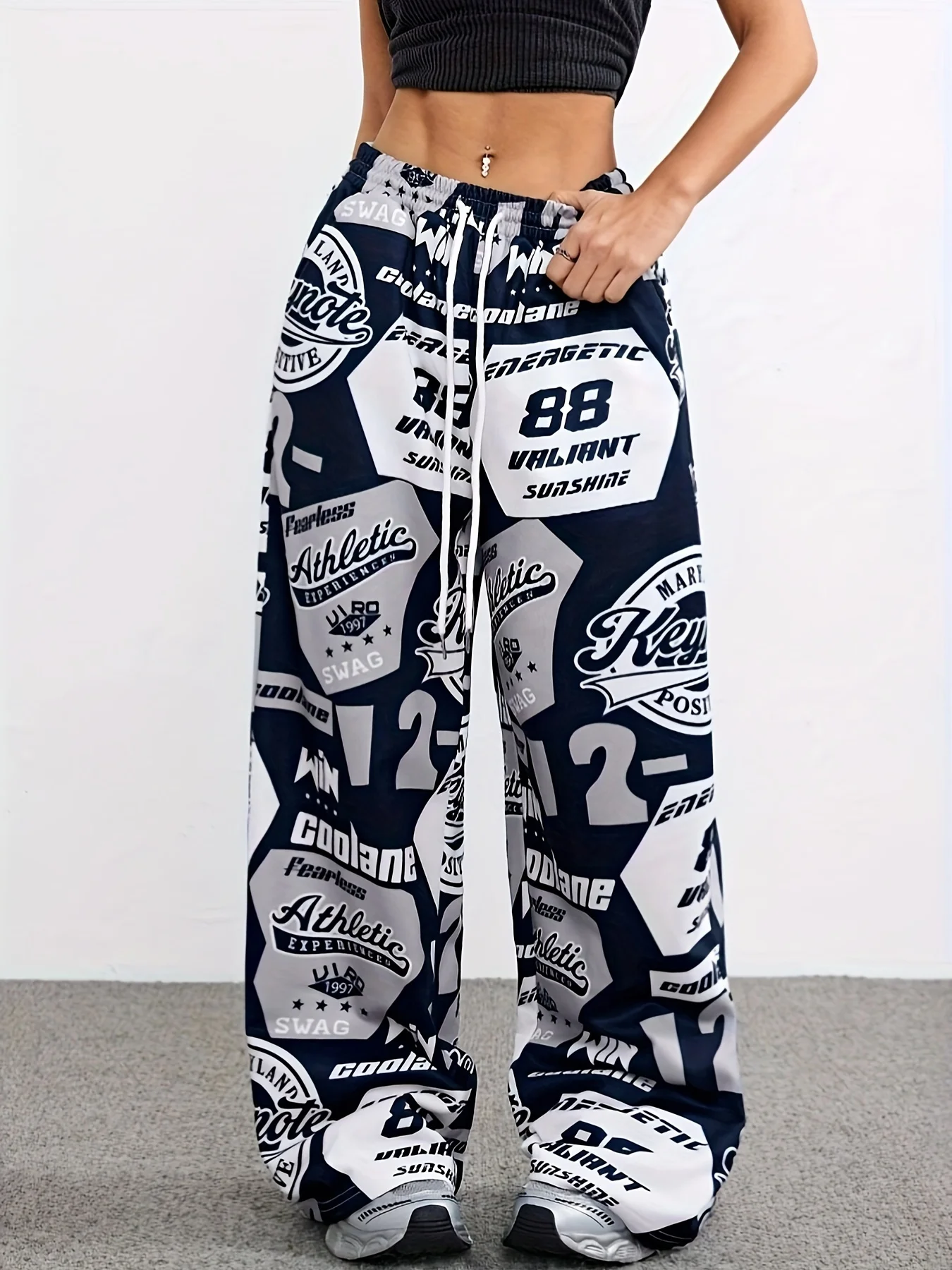 2026 New Retro Athletic Badge Print Pants for Women Quick Dry Lightweight Trousers Streetwear Loose Fit Casual Pants for Kids