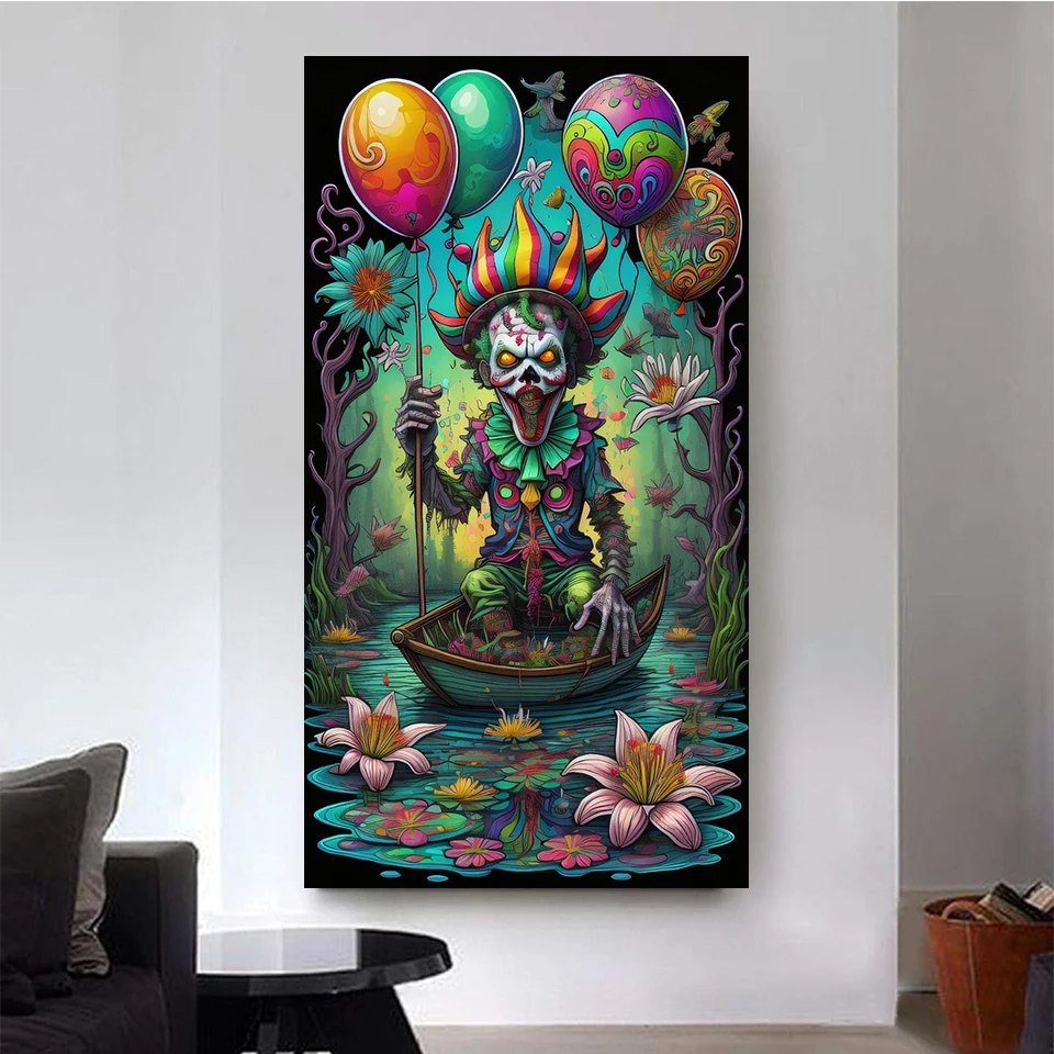 Clown Hot air Balloon Boat 5d DIY Diamond Painting Full Square Round Drill Picture Of Rhinestones Mosaic Cross Stitch Home Decor