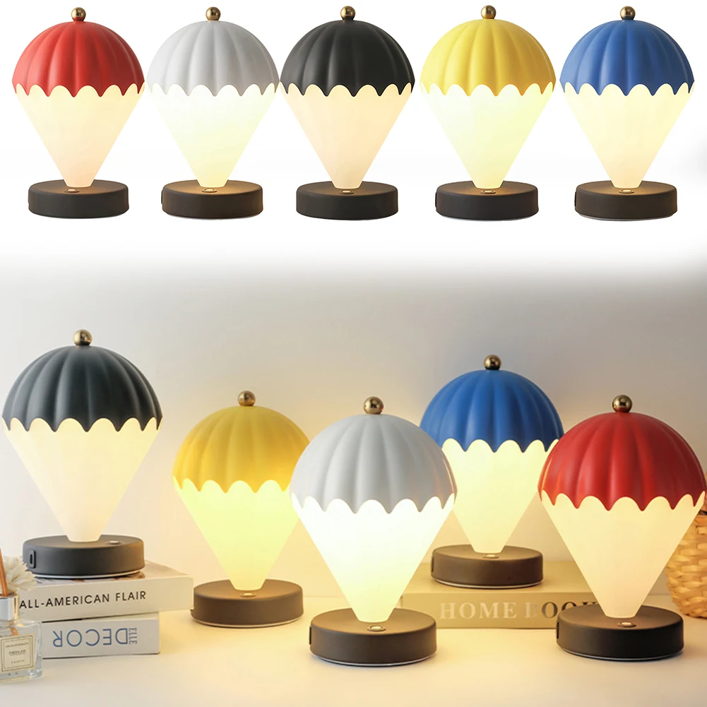 Hot Air Balloon Night Lights USB Rechargeable 1800mAh Nordic Wireless Night Light 3 Color Dimmable Portable Cordless Table Light