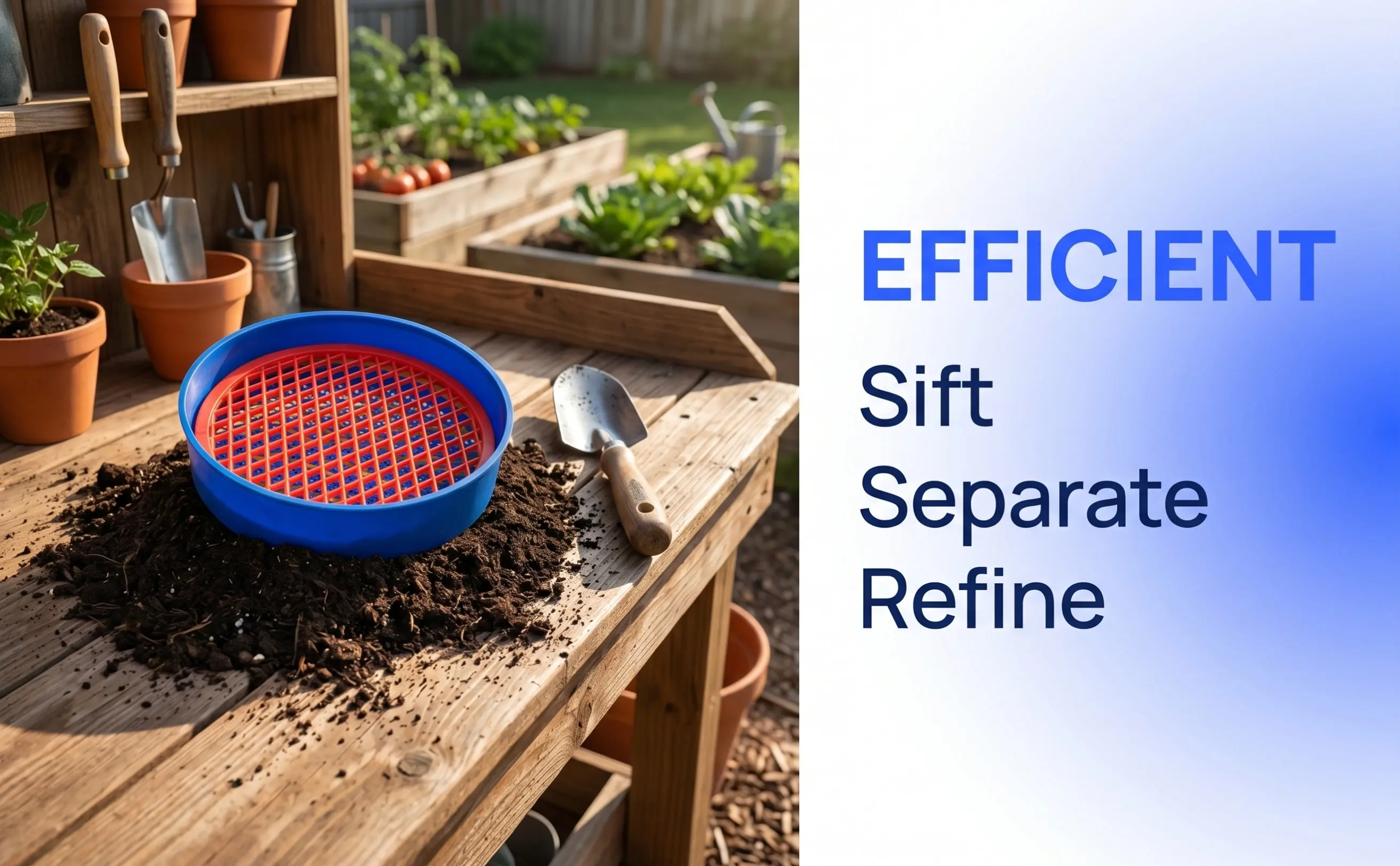 1Set Wear Resistant Plastic Soil Sifter Efficient Manual Sifting Pan for Garden Soil Sand Stone Screening Gardening Supplies