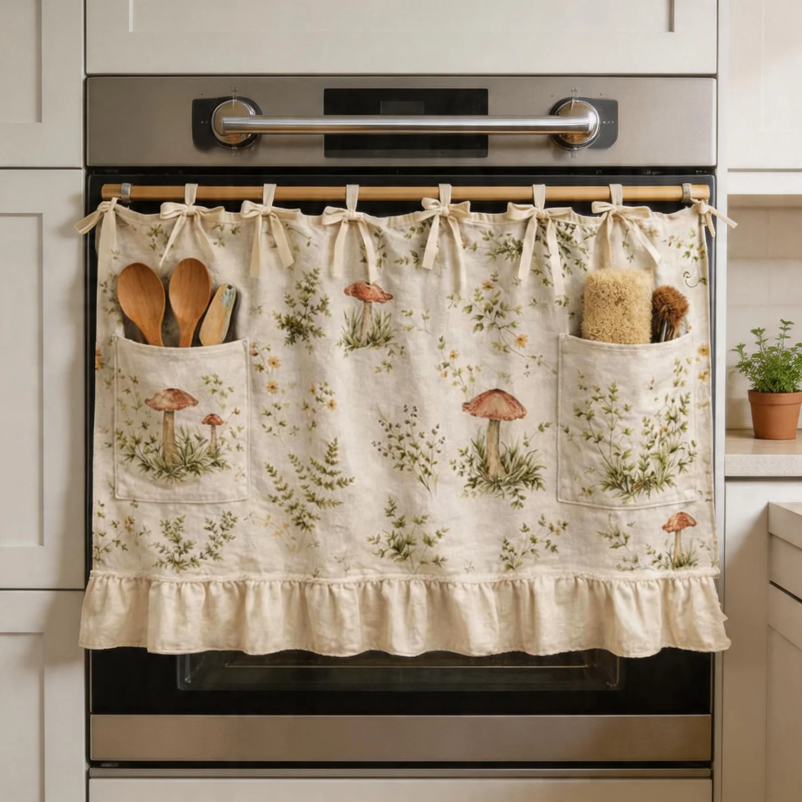 Handmade Oven Skirts with Pockets Handmade Oven Curtains with Adjustable Lace for Dishwasher Washing Machine Range Hide Clutter