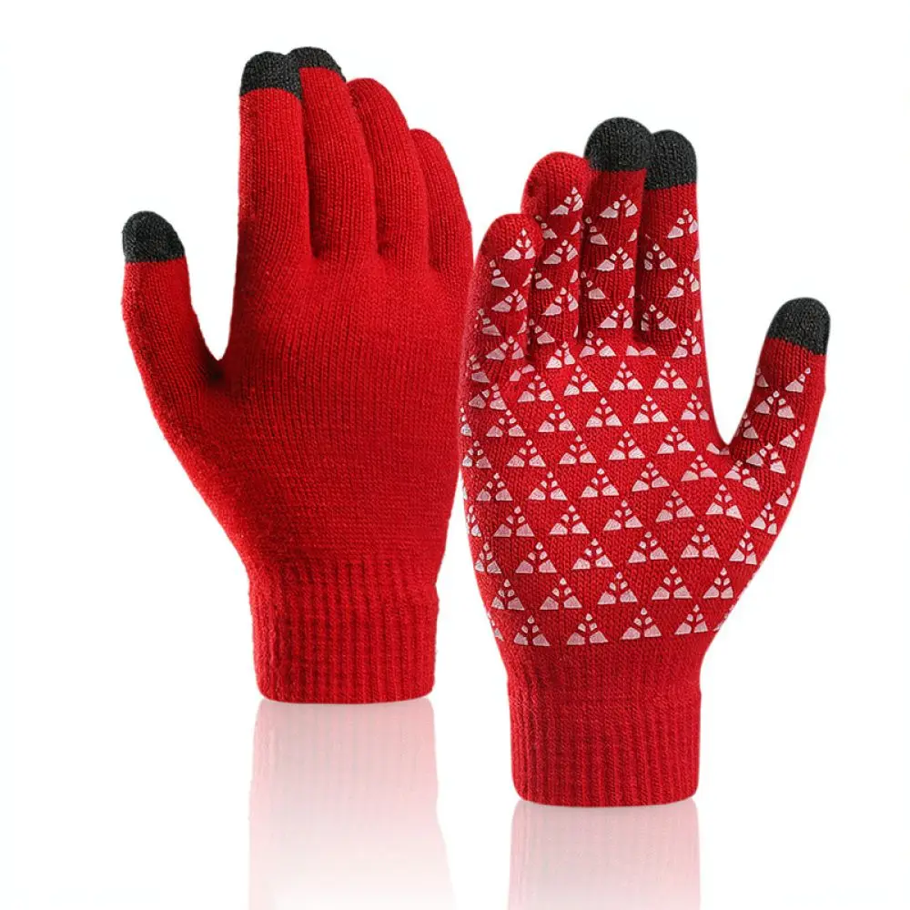 Warm Knitted Gloves Thickened Fleece Lined Thermal Windproof Mittens For Men Women Winter Cold Weather Cycling Sport Accessory
