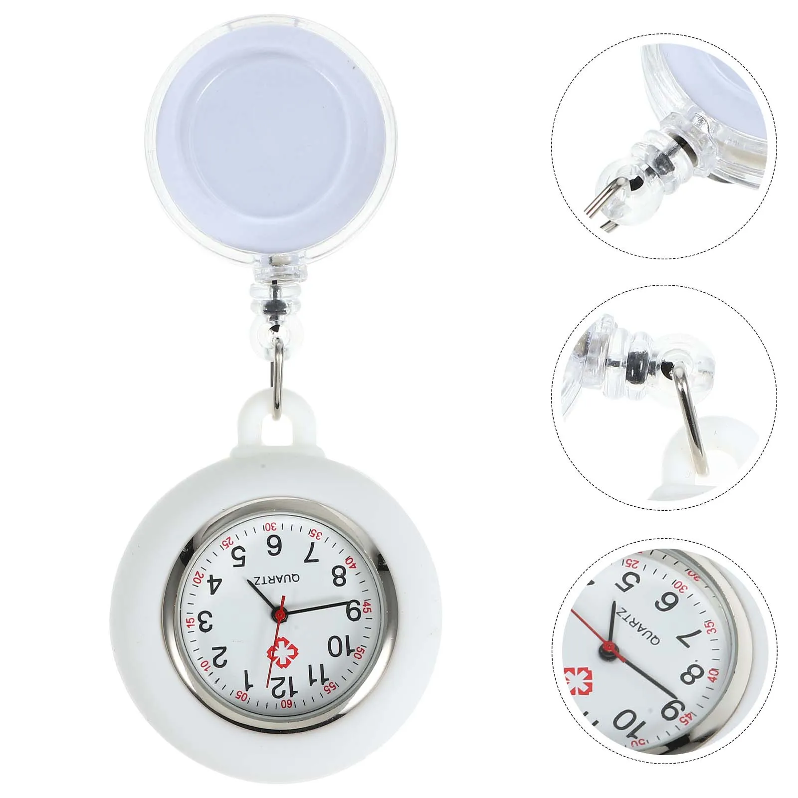 

Nurse White Smiling Face Lightweight Clip Pocket Watch For Women Men Students Luminous Fob Watch Badge Reel Hanging