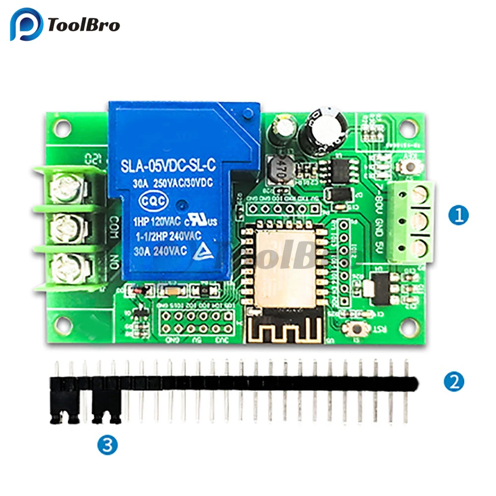 ESP8266 WIFI Single/Dual Channel Relay Module ESP-12F Development Board DC 5V 7-28V 7-80V 30A For Smart Home Wireless Control