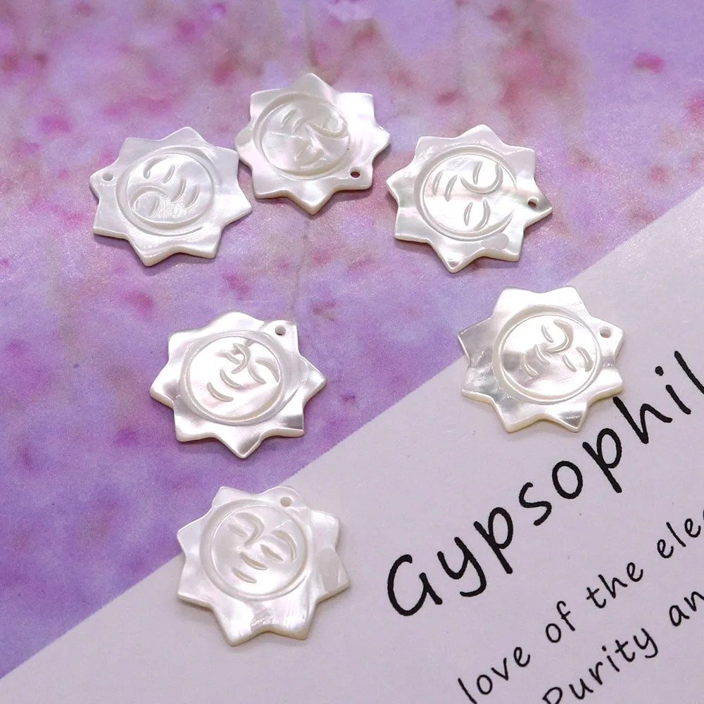 

Sun Shape Natural Seawater Shell Pendants 19mm Big Size Single Hole Shell Charms Handmade Trendy Necklace Earring Accessory 1pc