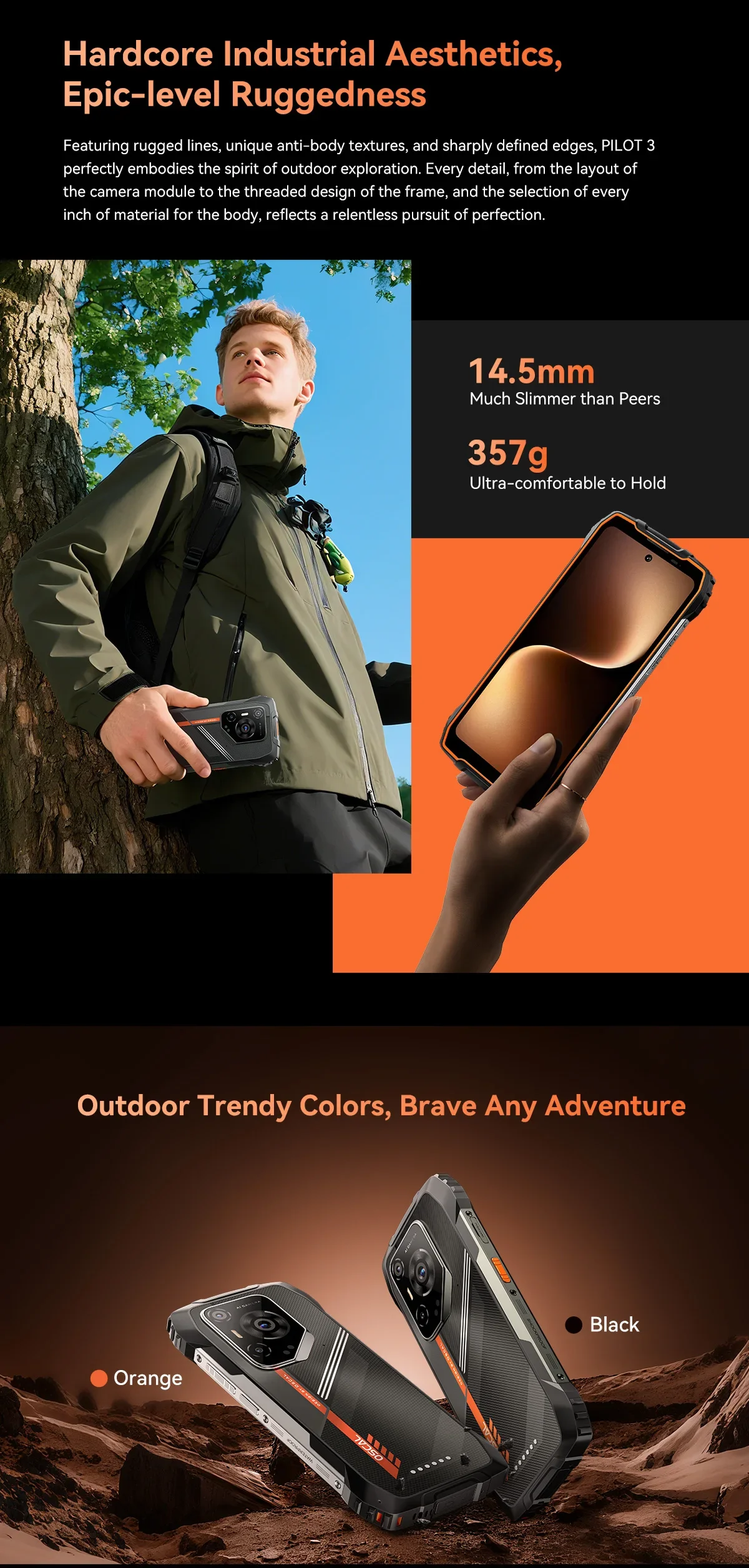 Blackview Oscal Pilot 3 5G AI Rugged Smartphone 36GB(12+24)+256GB 6.78" 120Hz Android 15 7500mAh 20MP Night Vision 33W NFC