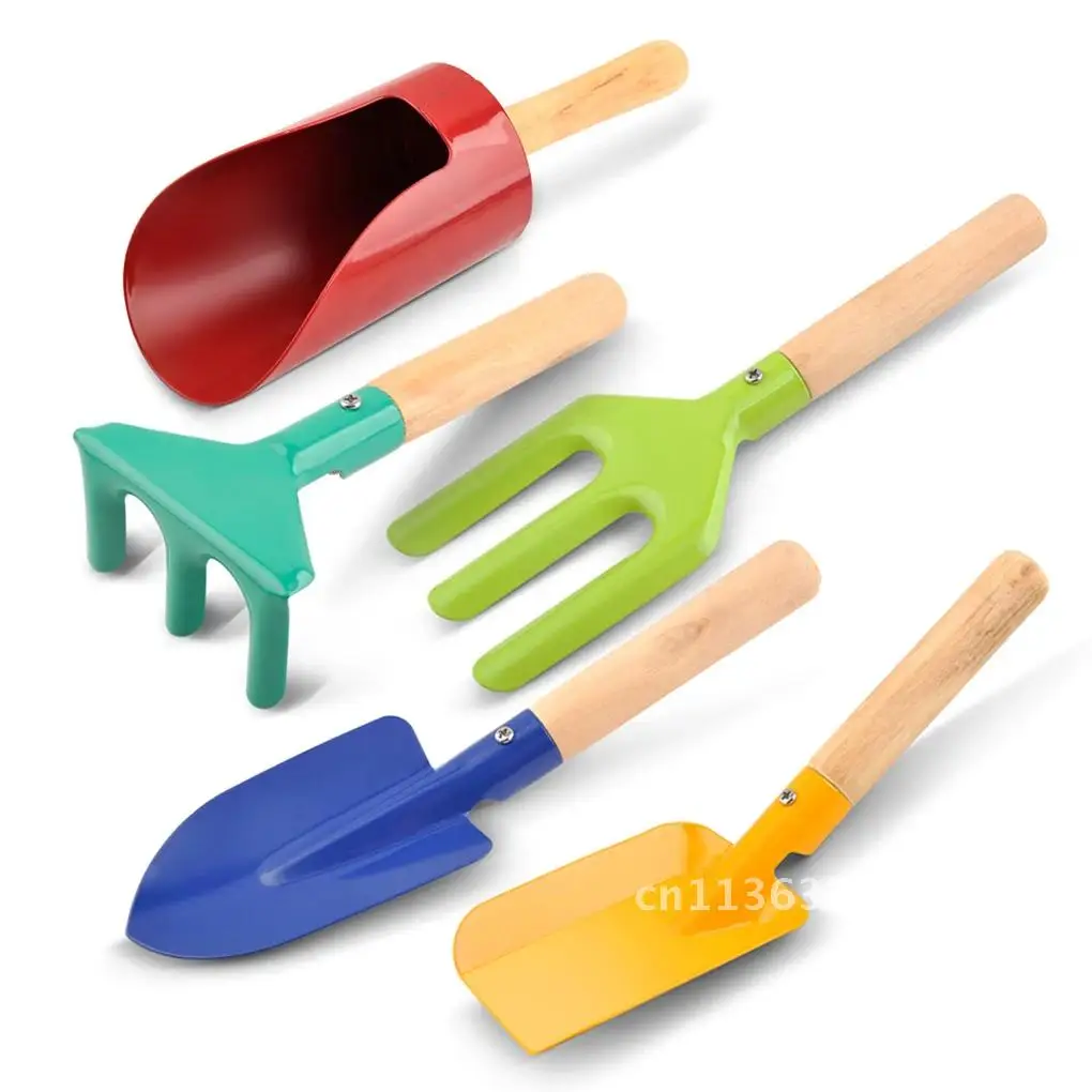 Kids Gardening Tools Iron Rake Trowel Planting 6 Pieces Parent-child Activities Playing Sand Toys Supplies Gifts