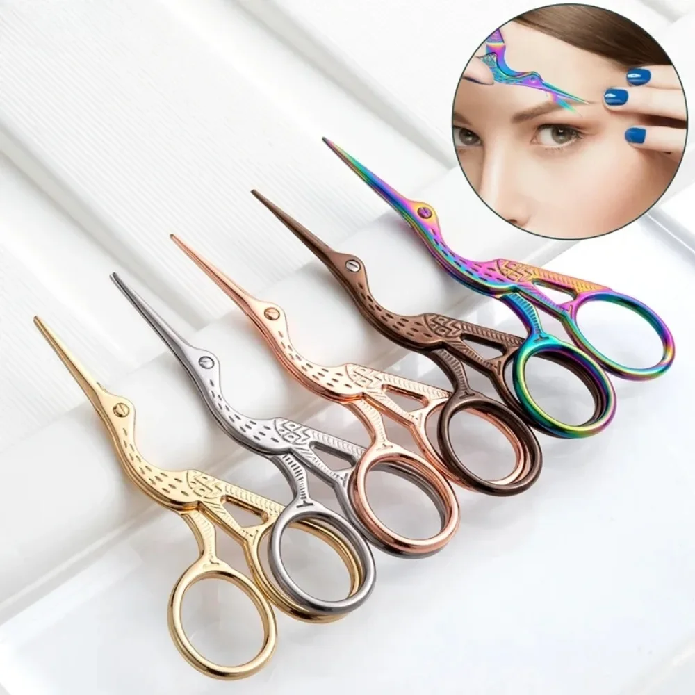 Retro Stainless Steel Beauty Scissors Makeup Grooming Eyebrow Trimmer Eyelash Nose Facial Hair Remover Nail Scissors Nail Tool