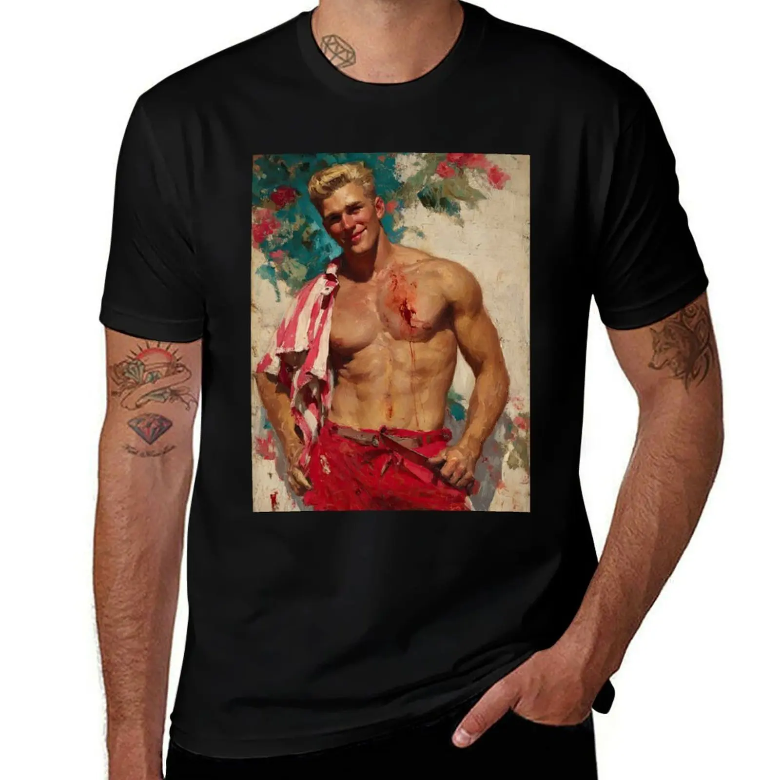

Classic Pin-Up Inspired Metal Man Stance T-Shirt vintage clothes boys animal print man clothes summer tops men t shirts