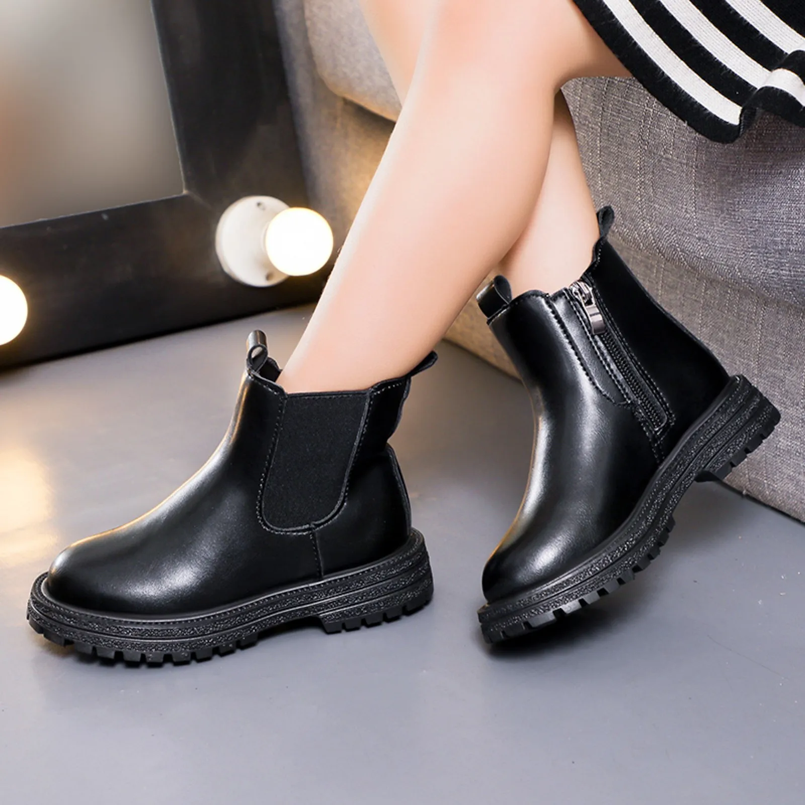 Baby Girl Boots Girls Leather Snow Boots Young Women Chelsea Short Boots Chilren Leather Shoes Kid Shoe for Girl