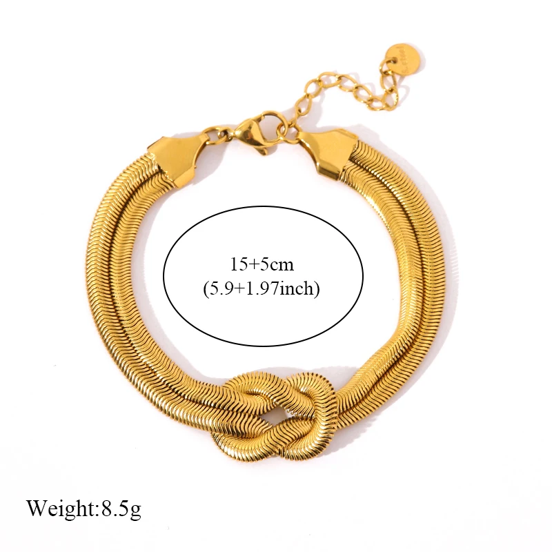EILIECK 316L Edelstahl Goldfarbenes Breites Kettenhalsketten-Armband-Set für Damen, Trendiger Wasserdichter Schmuck-Set, Geschenk für Damen – Detail 7