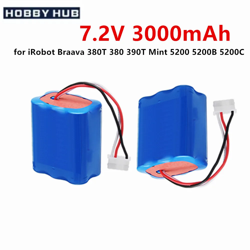 7.2V 3000mAh Ni-MH Rechargeable Battery for iRobot Roomba Braava 380 380T Mint 5200c AA NiMH upgrade 2500mah 3000mAh 3Ah Battery