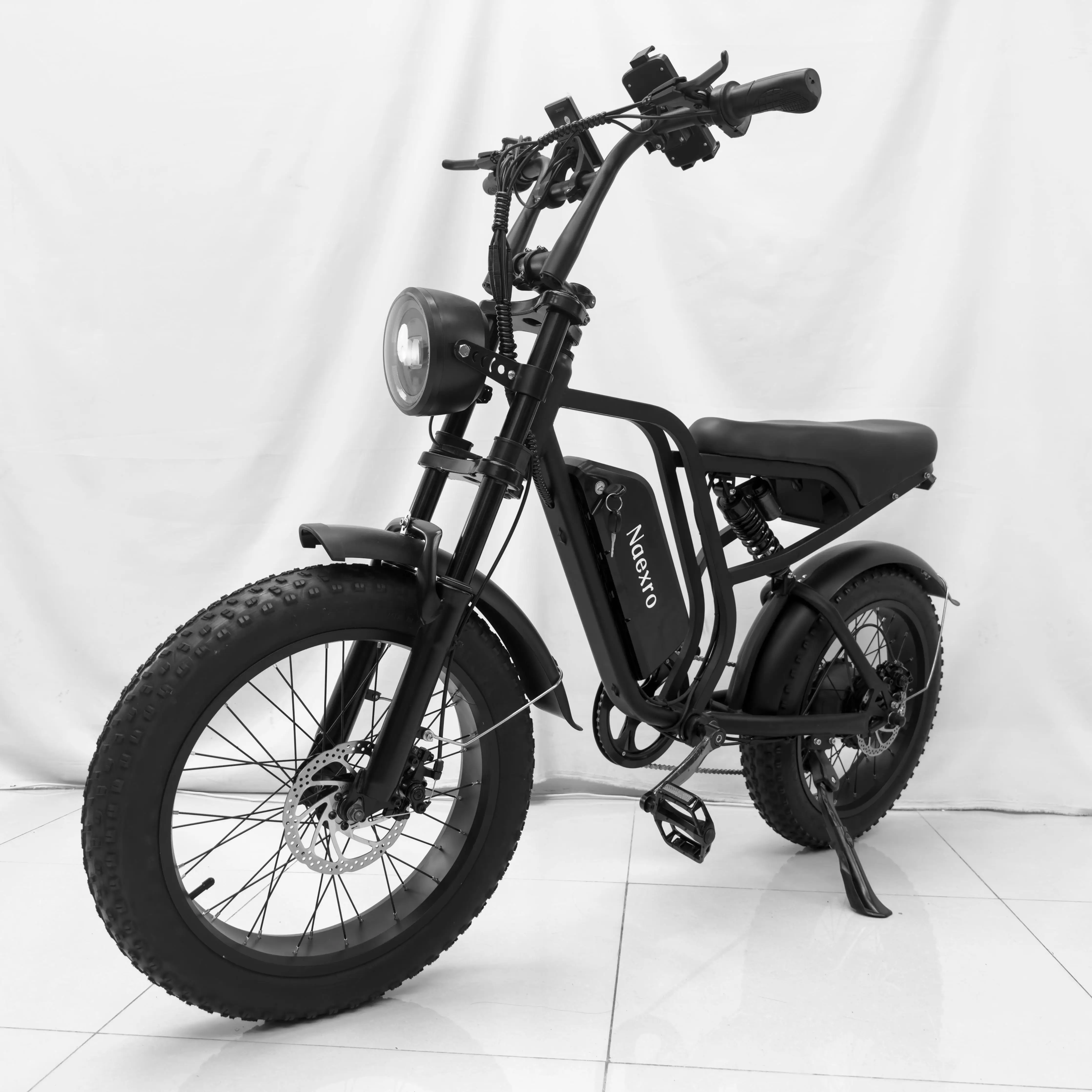 Bicicleta elétrica Naexro, pneus de 20 polegadas de largura, motor 48V1000W, bicicleta de praia, bicicleta suja