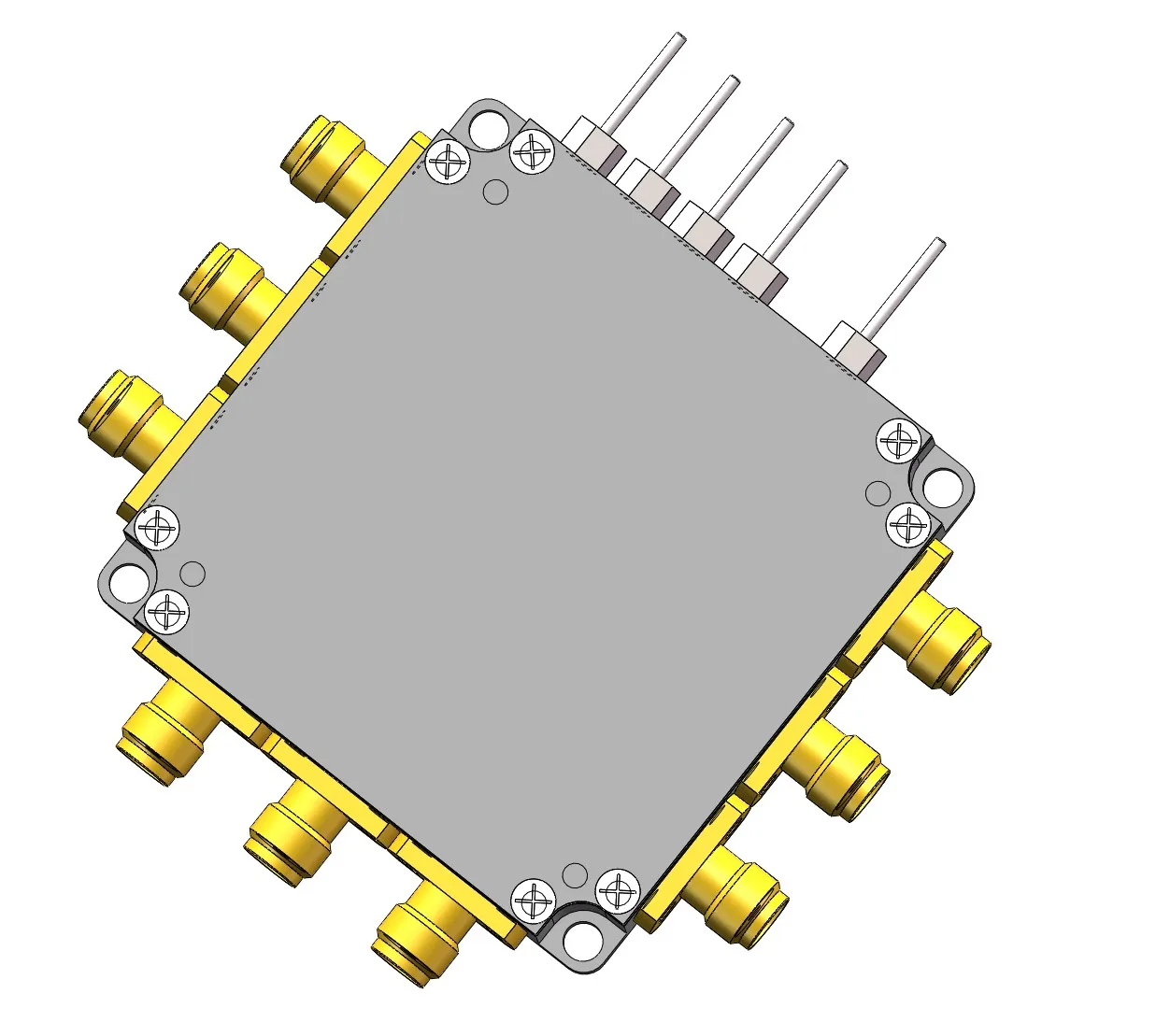 Teflon alto largo da perda de inserção do isolamento da faixa larga do interruptor eletrônico 100k-8ghz do rf de sp8t com cerco