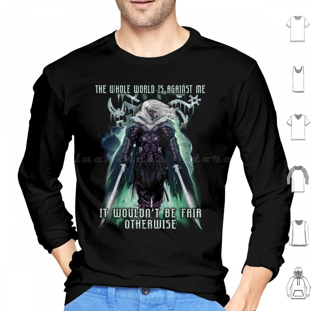 

The Whole World Against Me Drizzt Do'urden Drow Fighter Толстовка с капюшоном из хлопка с длинными рукавами Bregan Daerthe Forgotten Realms