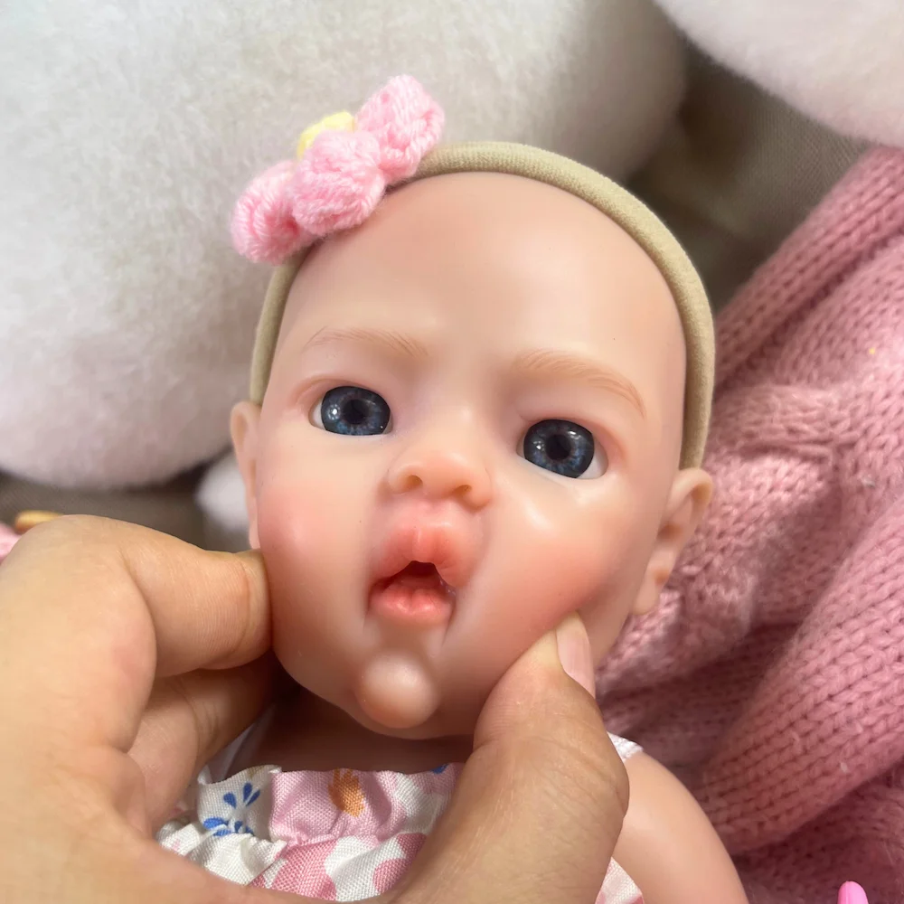 New Face Full Solid Silicone Reborn Baby Doll Tina Mini 13 pollici Lavabile Corpo Ragazza Bambola in silicone Compleanno Regalo di Natale