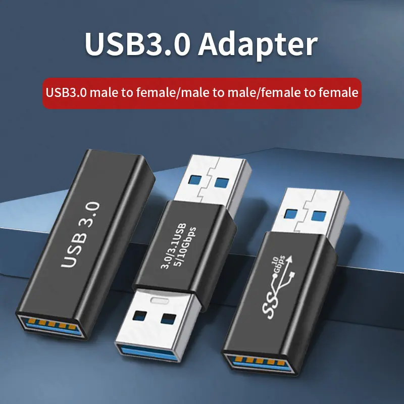 Conector USB 3,0 a USB, adaptador macho a macho, hembra, 5Gbps, Cable convertidor USB HDD SSD, extensor USB 3,0, enchufe de extensión para PC