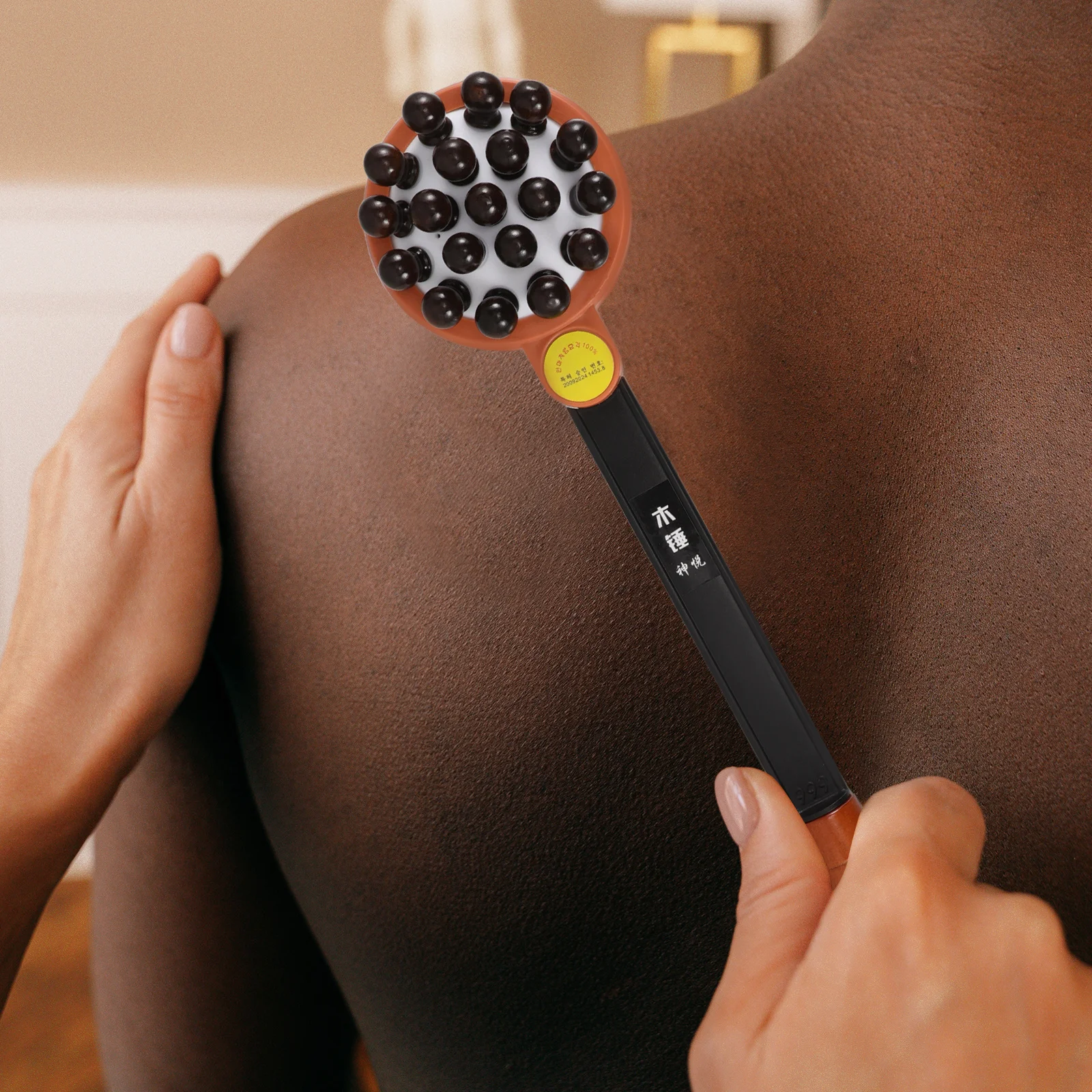 Dubbelzijdige houten kralenmassagehamer Handmatige nekmassager Handheld Body Scratcher Rughamer voor vrouwen Been Taille