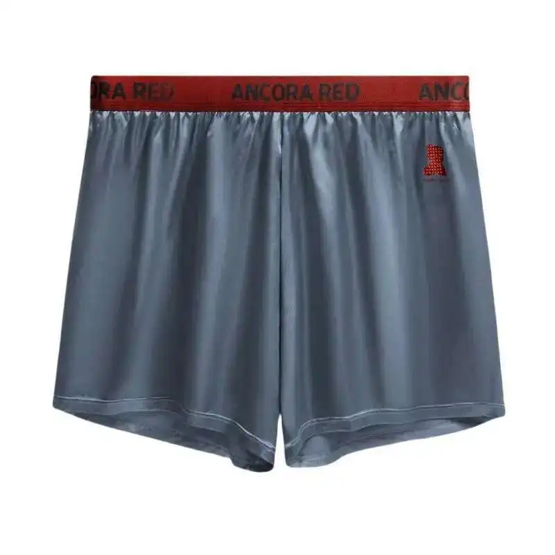 3PCS Glossy Men Loose Lingerie Panties Plus Size Satin Underwears Sexy High Waist Briefs Shorts