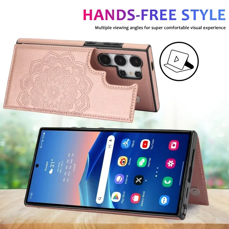 جراب هاتف جلدي قلّاب مع حامل بطاقة ، غطاء محفظة ، Samsung Galaxy S23 FE S24 Ultra S22 S21 Plus A15 A14 A54 A13 A33 A53 #3